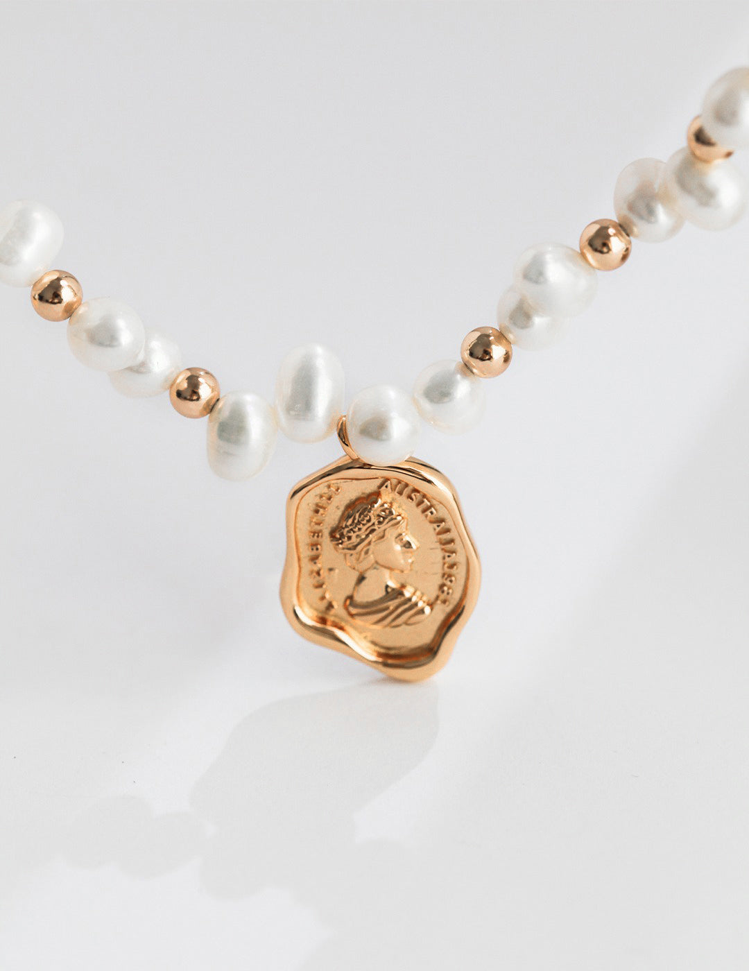 The Her History" Queen Elizabeth II Portrait Coin Silver Natural Pearl Necklace