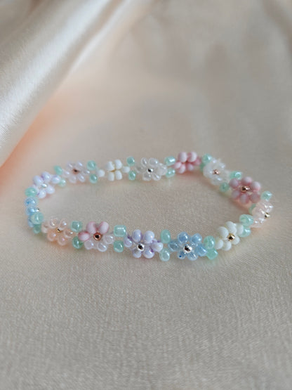 Pastel Garden Handmade Flower Beaded Bracelet