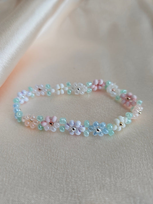 Pastel Garden Handmade Flower Beaded Bracelet