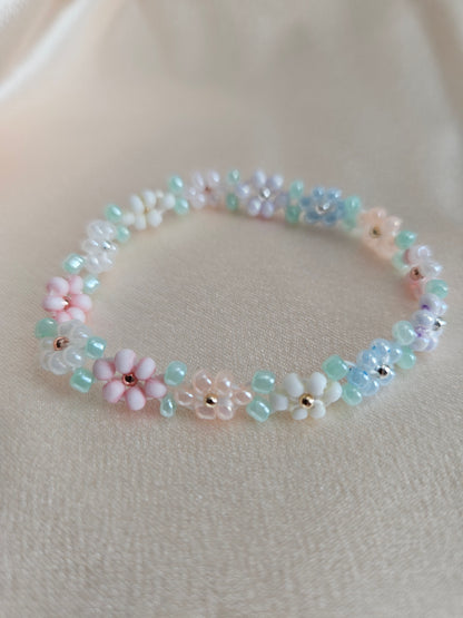 Pastel Garden Handmade Flower Beaded Bracelet