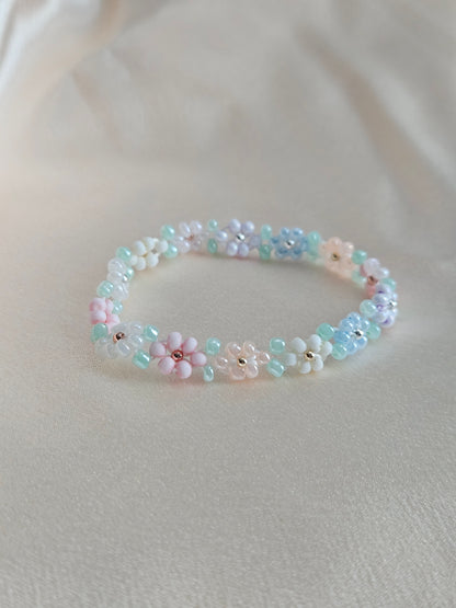 Pastel Garden Handmade Flower Beaded Bracelet