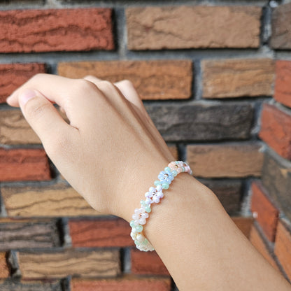 Pastel Garden Handmade Flower Beaded Bracelet