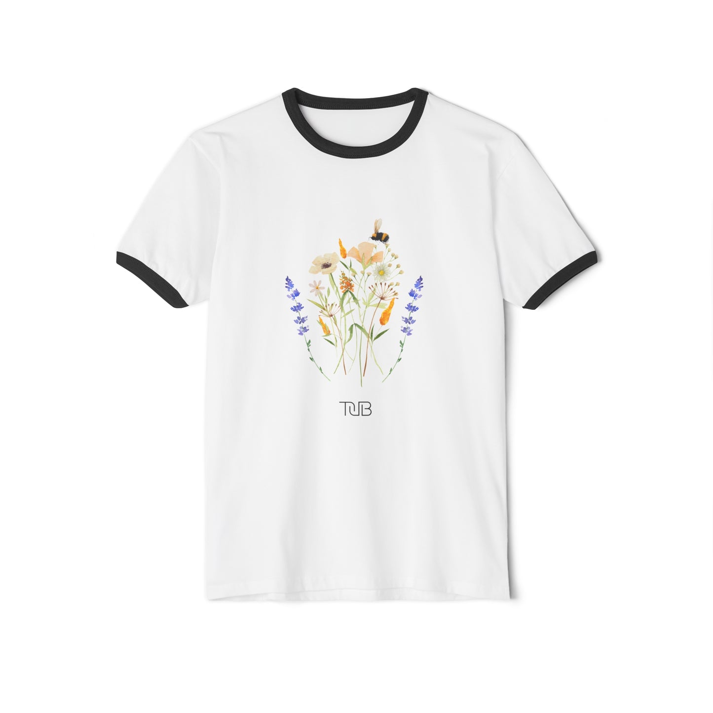 Floral Fusion Unisex Cotton Ringer T-Shirt