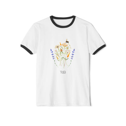 Floral Fusion Unisex Cotton Ringer T-Shirt