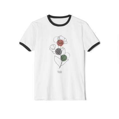 Abstract Flowers Unisex Cotton Ringer T-Shirt