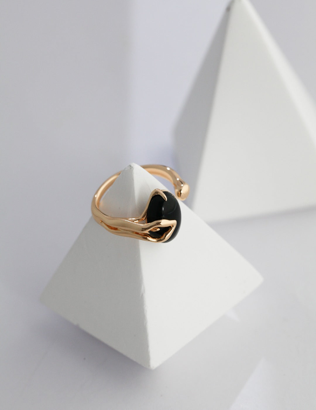 Natural black onyx ring