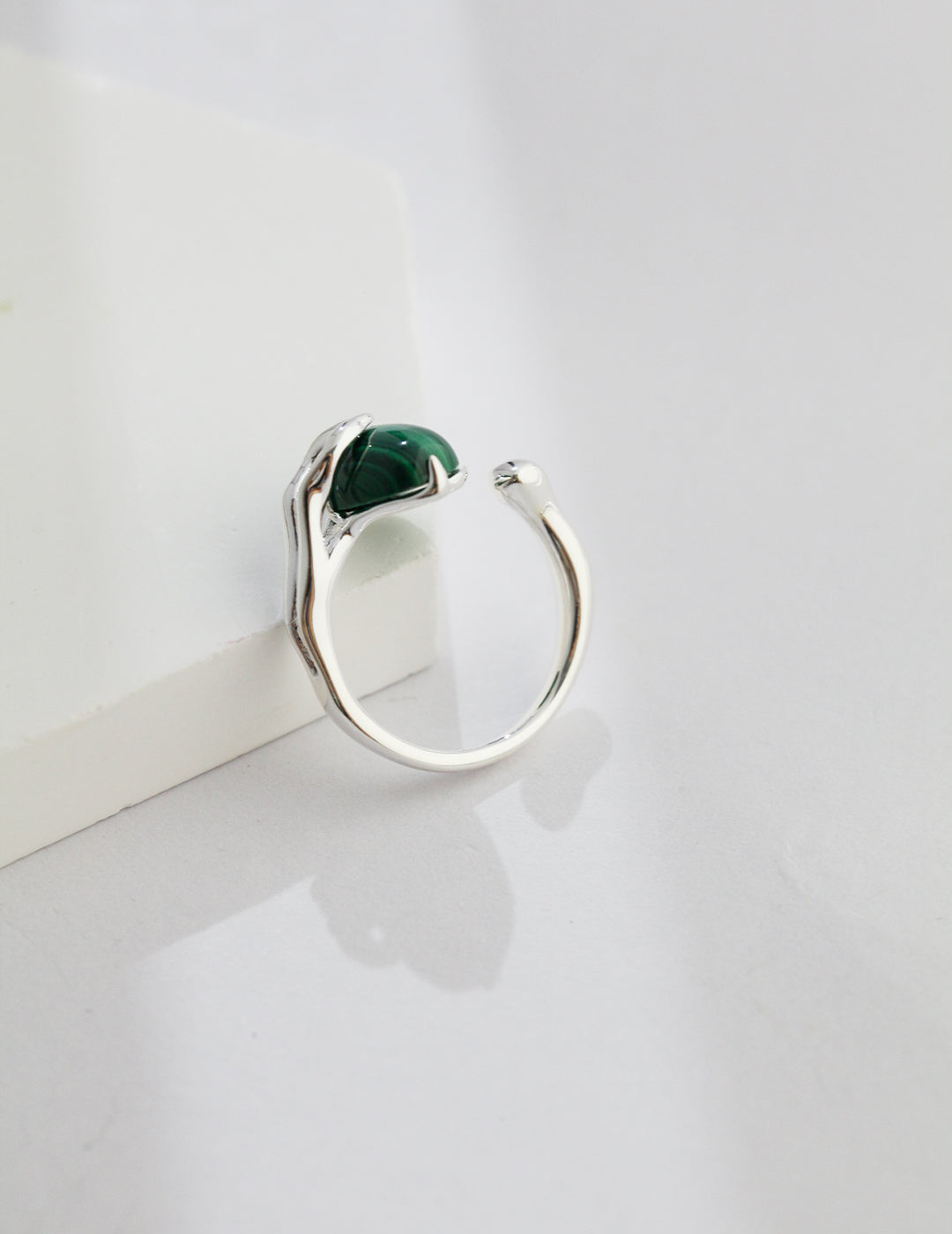 Green natural malachite ring