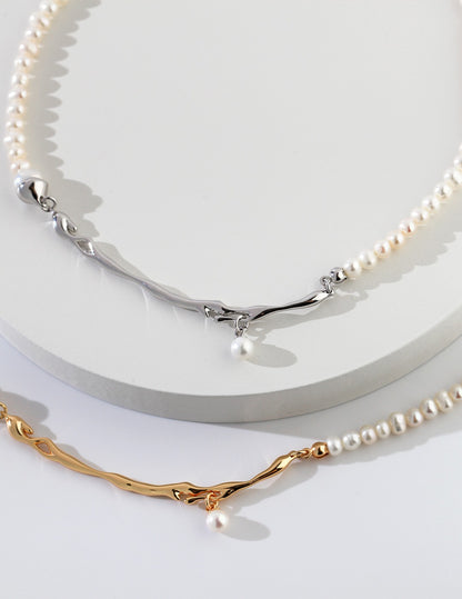 Pure Silver Pearl Necklace