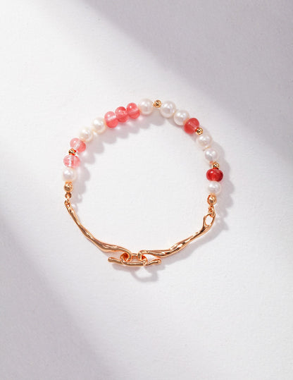 Silver Pearl Pink Crystal Harmony Bracelet