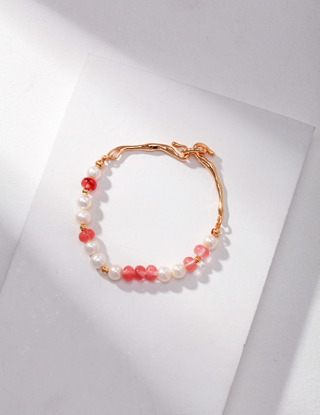 Silver Pearl Pink Crystal Harmony Bracelet