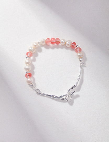 Silver Pearl Pink Crystal Harmony Bracelet