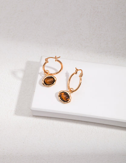 Pure Silver Tiger's Eye Earrings