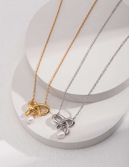 Infinity Heart Bow Necklace