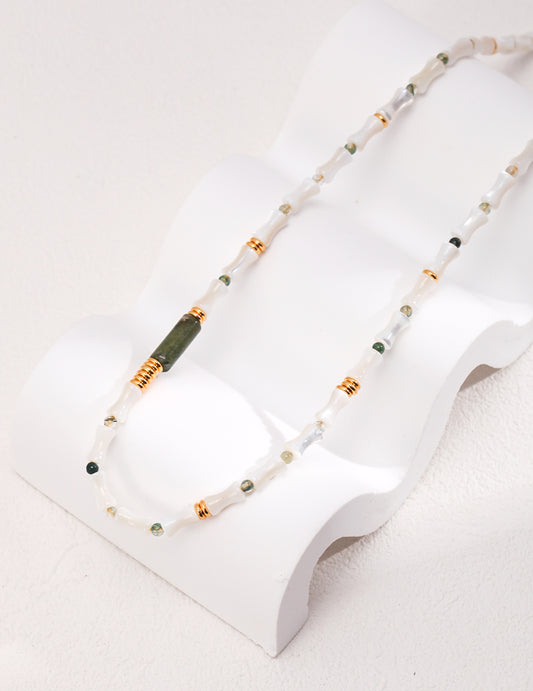 Mother of Pearl  Bamboo Shape Necklace