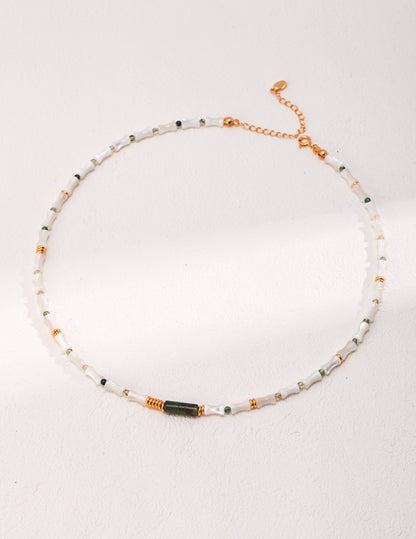 Mother of Pearl  Bamboo Shape Necklace