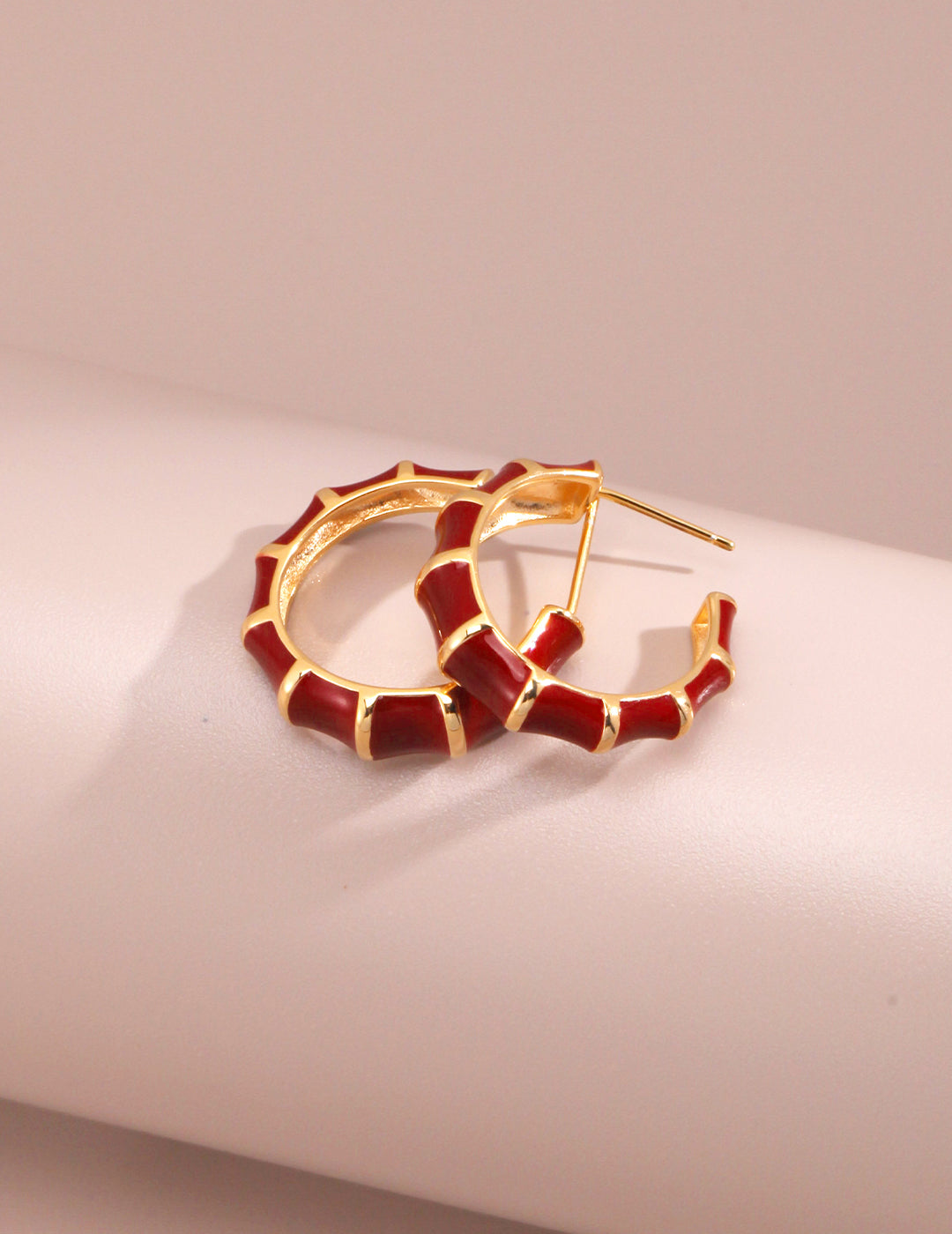 Oil Red Drip Glaze Hoop Earrings