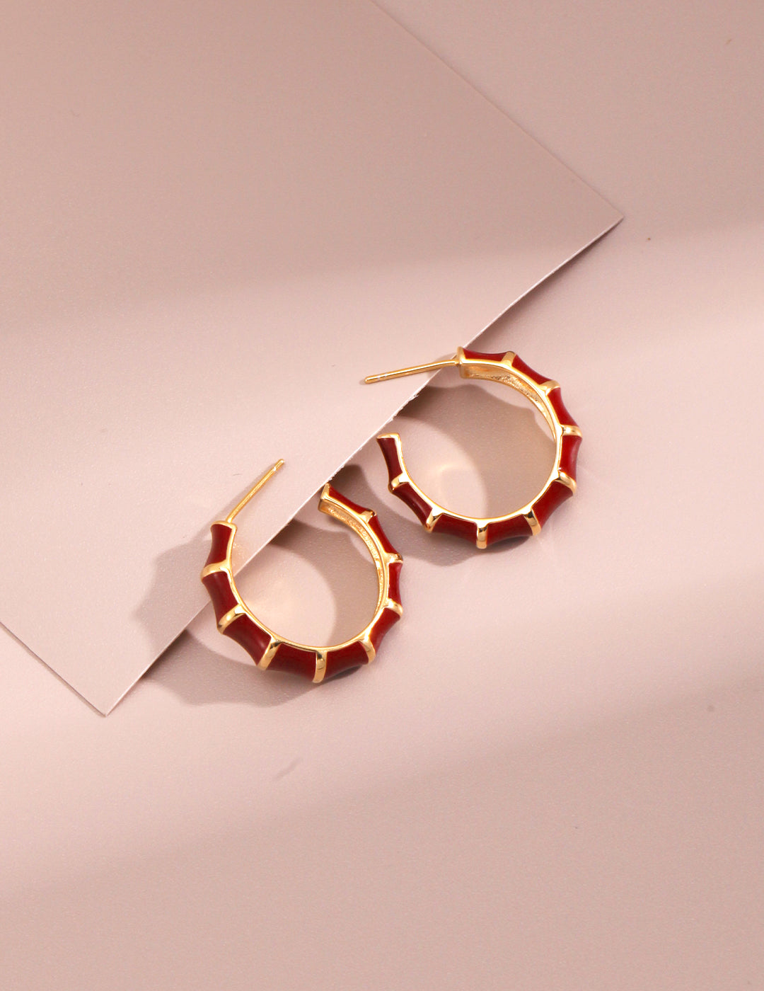 Oil Red Drip Glaze Hoop Earrings