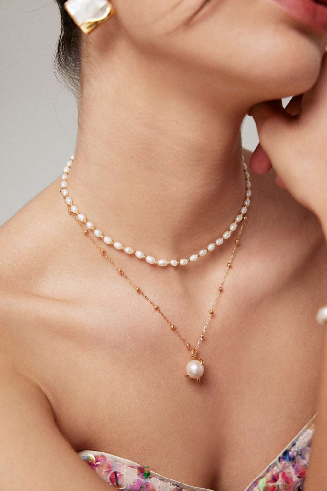 Irregular Heart Abstract Pearl Necklace