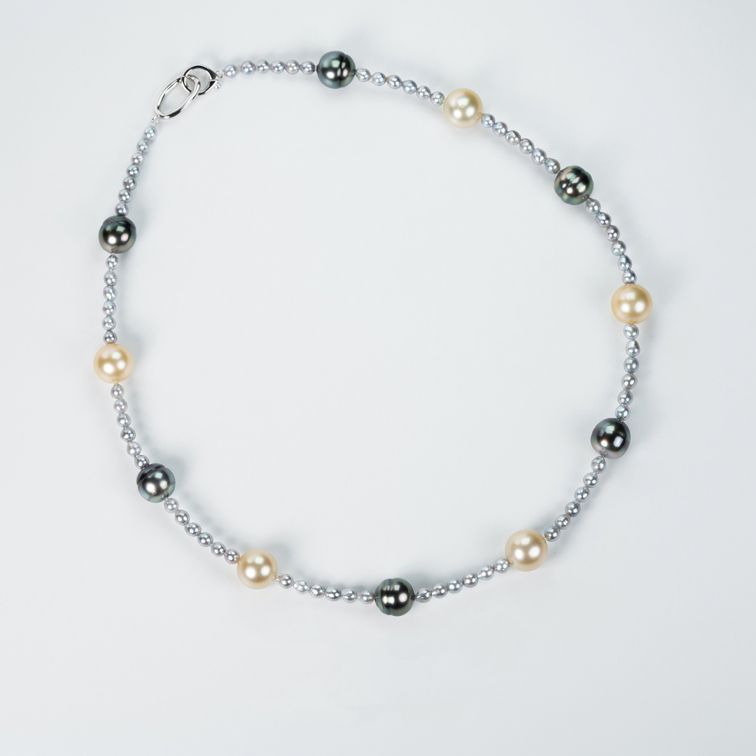 Radiant Multicolor Akoya Tahitian Pearl Necklace