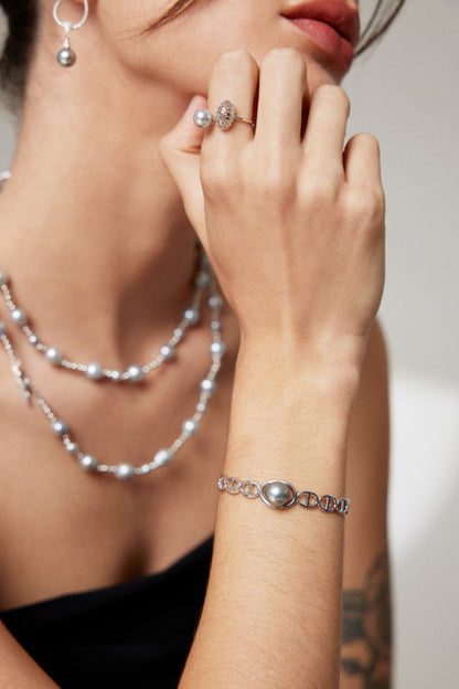 Tahitian Pearl In Silver Bracelet