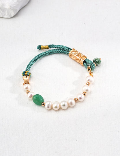 (Taurus/ Libra/Pisces) Zodiac Nephrite Jade Braided  Bracelet