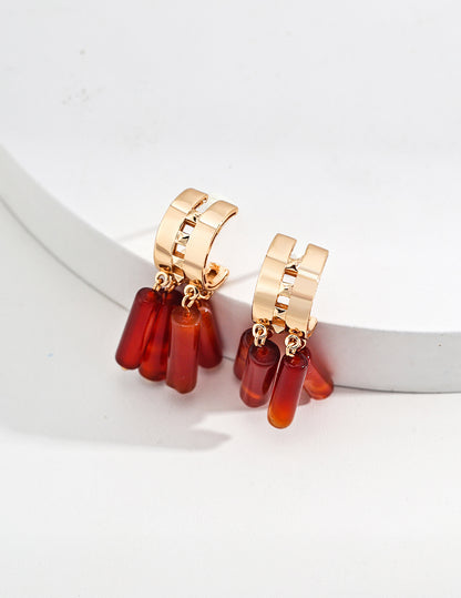 Chinese New Year Agate Earrings