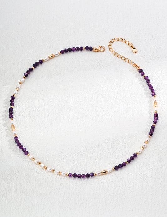 Natural Pearl Amethyst Necklace