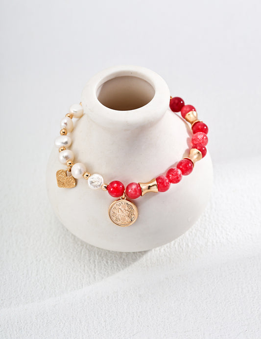 Natural Pearl Rhodochrosite Bracelet