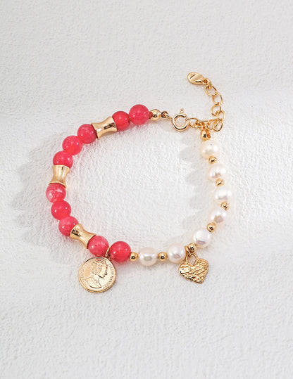 Natural Pearl Rhodochrosite Bracelet