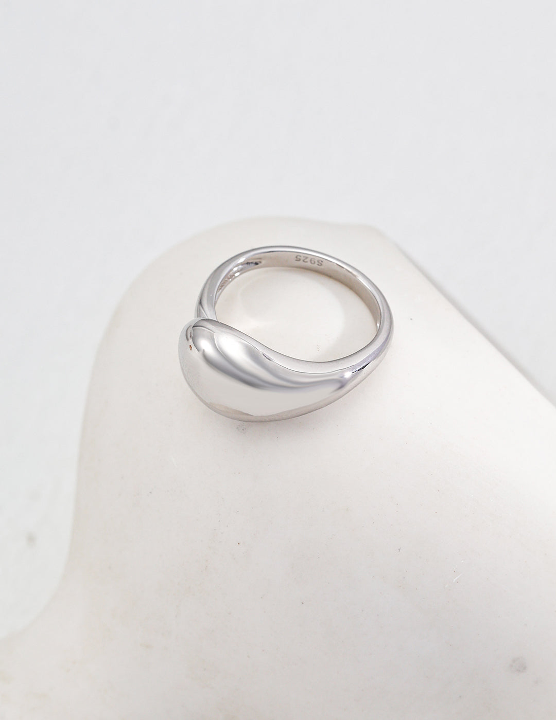 Water Droplet Silver Smooth/ Matte Ring