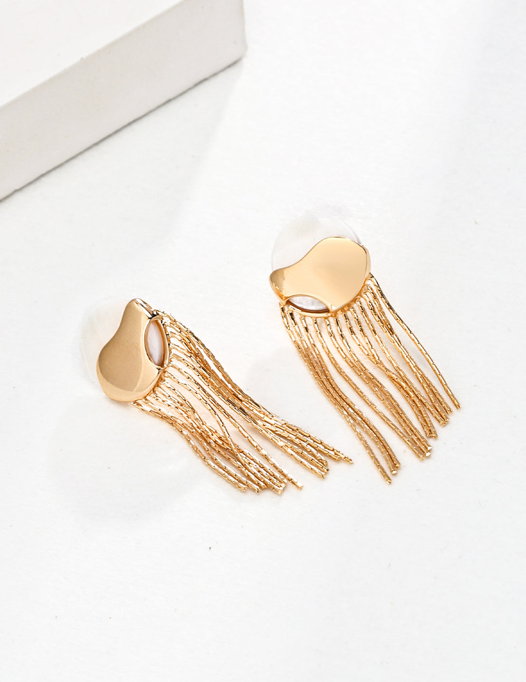 Shell Silver Tassel Earrings