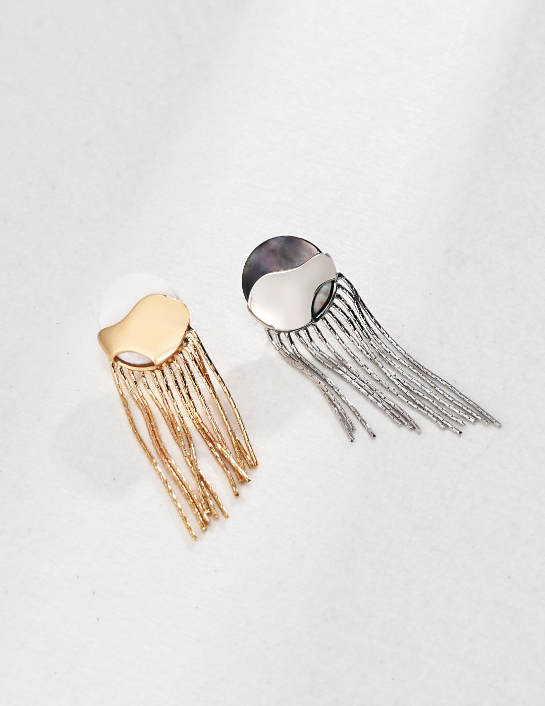 Shell Silver Tassel Earrings